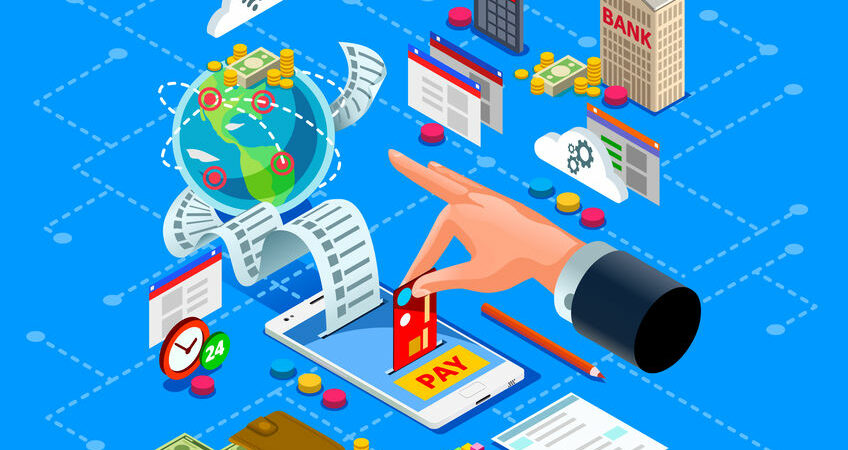 Billing concept or paper bill to represent online web payment. Ecommerce or bank payment from electronic account. Isometric vector design.